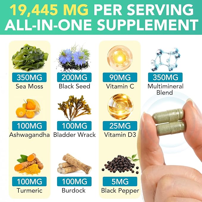 Ashwagandha Sea Moss Black Seed Oil 60 Grain