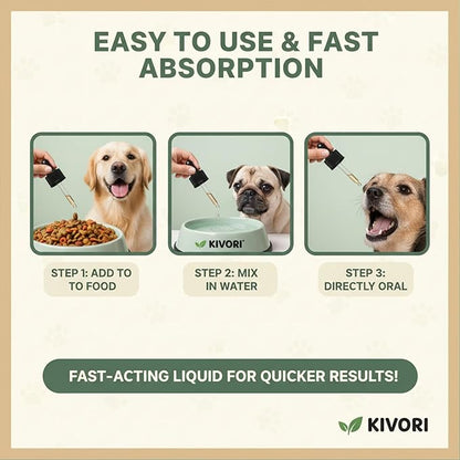 Kivori Yeast Infection Drops for Dogs - Natural Herbal Yeast Drops for Dog Ear, Paw & Skin Itch Relief - All Breeds Anti-Yeast Supplement - 2 fl oz (60ml)