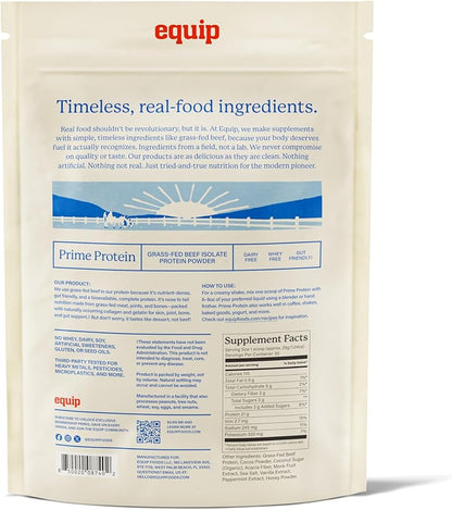 Equip Foods Prime Protein Powder | Clean, Grass Fed Beef Protein Powder for Women & Men | Carnivore Protein Isolate | Paleo, Keto Friendly | Gluten & Dairy Free | 30 Servings, Chocolate Mint