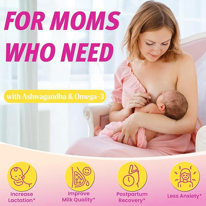 Lactation Supplement - Postpartum Lactation Support Gummies, with Milk Thistle, Moringa & Postnatal Vitamins, As Milk Supply Booster, Supports Mood, Breastfeeding & Postpartum Recovery - 30 Day Supply