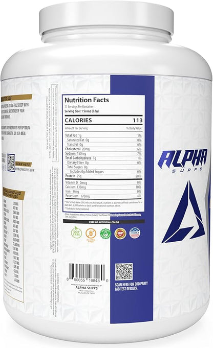 Alpha Supps ISO, Low Carb 100% Whey Protein Isolate Powder, 25 Grams Per Serving, Helps Support Muscle Growth, Low Sugar and Gluten Free (Strawberry Shortcake, 5 lb)