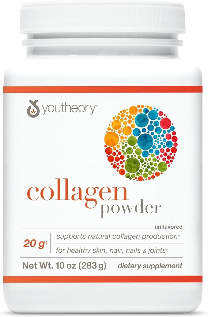 Youtheory Collagen Powder - Hydrolyzed Collagen Peptides with Vitamin C - Supports Healthy Bones, Joints & Immune System* - Unflavored - 10 oz (10-Day Supply)