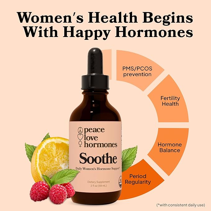 peace. love. hormones. Soothe Herbal Drops - Hormone Balance for Women - Helps Support Hormonal Balance, Menstrual Health & Helps Reduce PMS Discomfort