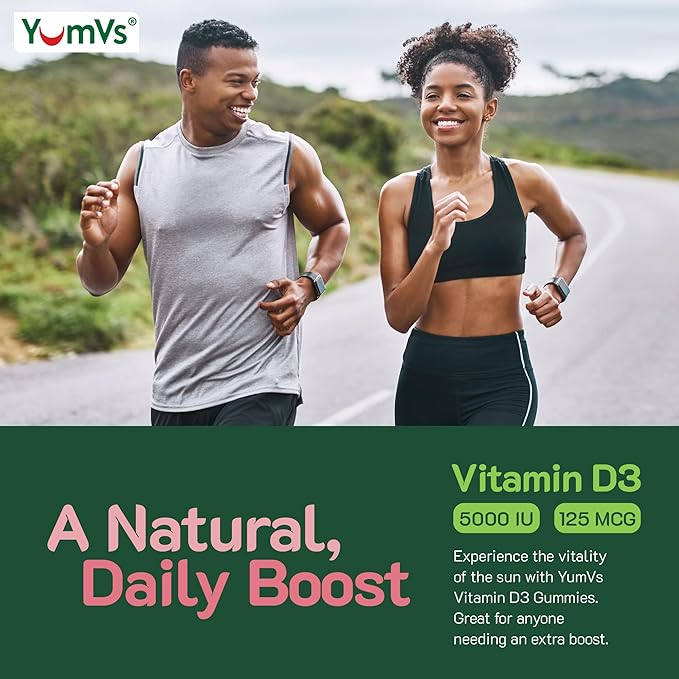 YUM-V'S Maxi Health Vitamin D3 Gummies 5000 IU 125mcg D3 Gummies - Support Immune Support, Strong Bone Health - Non-GMO, Gluten-Free, Dairy-Free, Vitamin D Gummy(120 Count)
