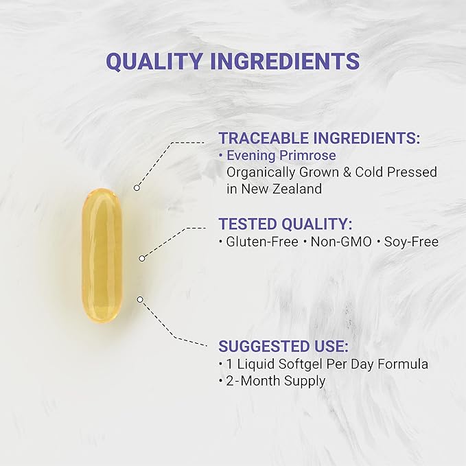 Naturalis Evening Primrose Oil (1300mg) | Natural from New Zealand | Non-GMO, Soy & Gluten Free, Zero Filler | 60 Softgels