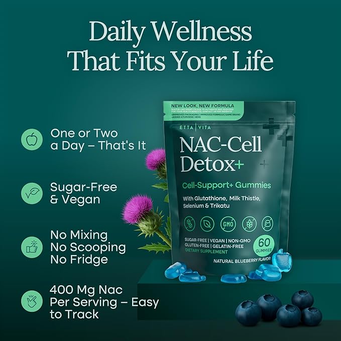Sugar-Free NAC Gummies, N Acetyl Cysteine Supplement with Milk Thistle, Glutathione, & Selenium, NAC Supplement for Energy, Respiratory Health, Liver Detox & Cleanse, Kidney, Antioxidant Support
