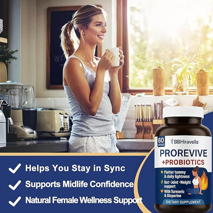 Prorevive for Women Menopause Support | Joint Comfort, Sexy Midsection Curves, Menopause Bloat Relief | Daily Use Item for Routine Ease | 60 Ct