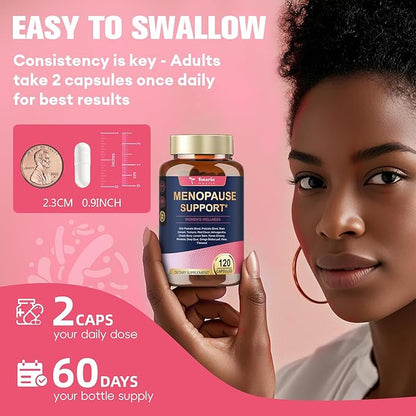 40-in-1 Menopause Supplements for Women, Multibenefit & Complete Black Cohosh for Hot Flashes, Night Sweats & Hormone Balance, w/ Probiotics, DIM, Vitex, Dong Quai, Red Clover and More, 120 Vegan Caps