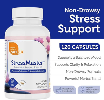 Zahler StressMaster, Relaxation Support Supplement, Promotes Natural Calm, Certified Kosher 120 Capsules