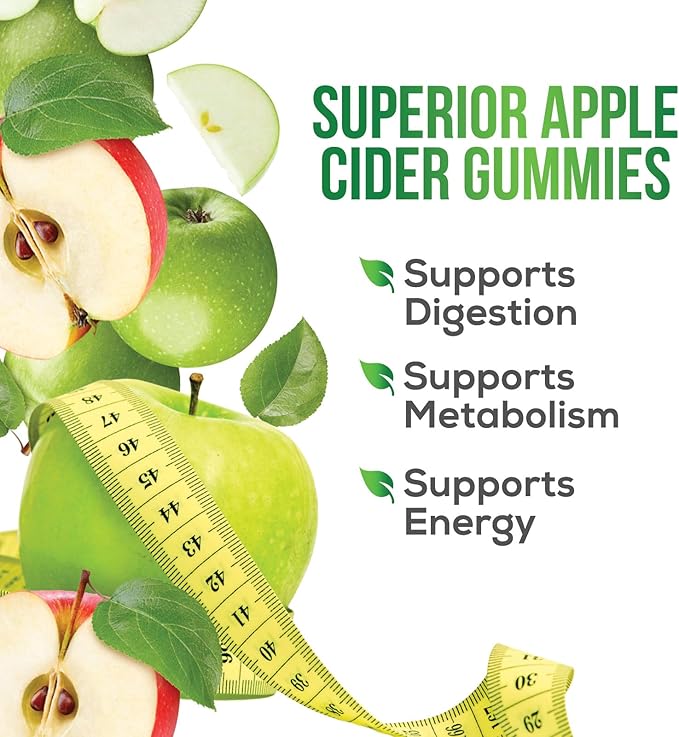 Apple Cider Vinegar Gummies - Sugar Free - Apple Cider Vinegar Powder 1000mg Per Serving - Max Strength ACV Gummy Vitamins - B12 & The Mother - Metabolism & Energy Support - Keto & Vegan - 60 Gummies