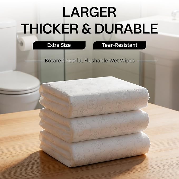 Flushable Wet Wipes for Adults (3 Packs of 80 Counts - 240 Count) Butt Wipes, Unscented Extra-Large Water 99% Purified Water with Aloe Essence