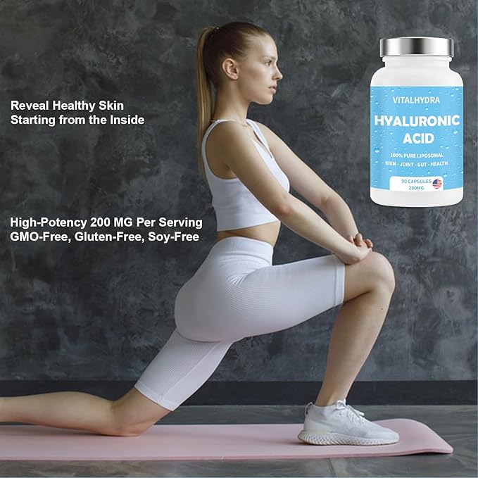 Hyaluronic Acid, Hyaluronic Acid Joint Supplements Capsules, Non-GMO and Gluten Free, 90 Capsules 200mg (2 PCS)
