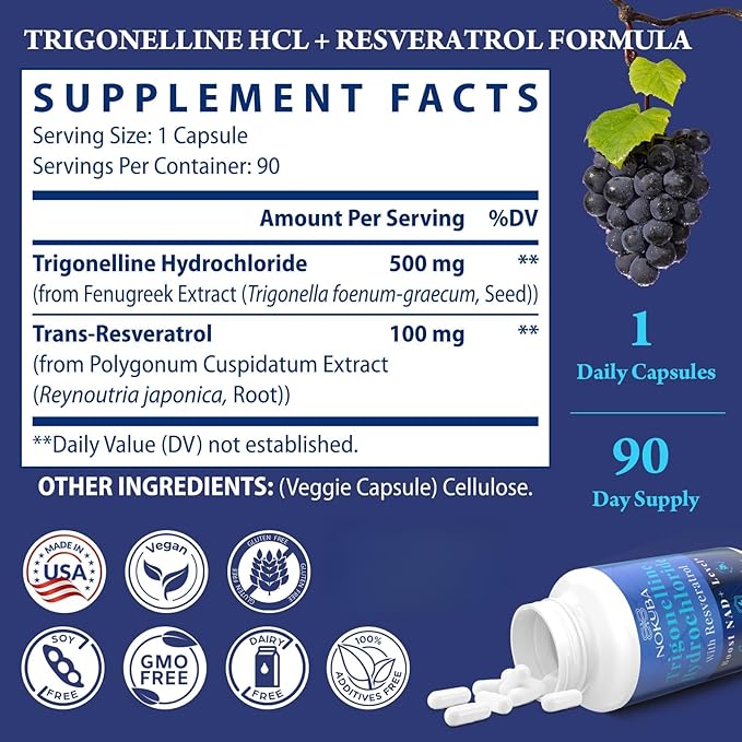 NAD Supplement - NMNH Alternative with Trigonelline HCL 500mg & Resveratrol - NAD+ Precursors Plant Extraction - Support Cellular Energy & Healthy Aging & Brain for Women & Men - 90 Capsules