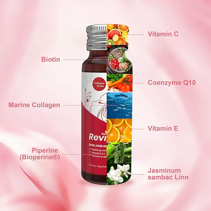 Heivy Liquid Collagen for Women, Collagen Drink with 10,000mg Marine Collagen Peptides, Collagen Liquid for Women for Hair Growth, Skin Repair, Nail Strength, 1.69 Fl Oz (Pack of 10)
