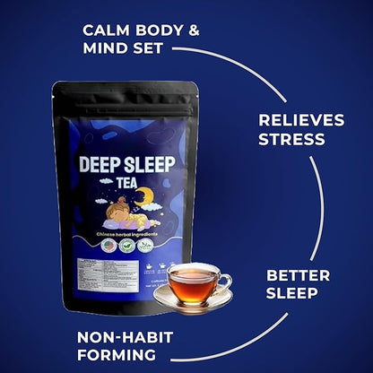 Deep Sleep Tea – Caffeine Free - Bedtime Herbal Tea for Relaxation & Stress Relief with Mulberry, Wild Jujube, Chinese Herbs – Natural Sleep Aid with no Melatonin – 30 Relaxing Tea Bags