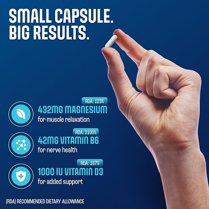 MAGNOX® High Absorption Magnesium Supplement with B6 & D3 Vitamins for Women & Men | Sleep Support | One Capsule a Day for Full Dosage (432mg) Patented & Clinically Tested Formula (60 pils)