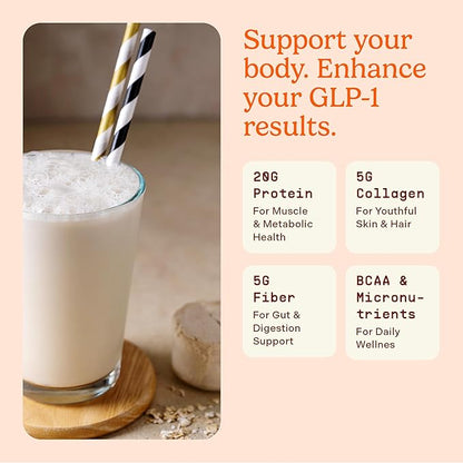 GLP-1 Nutritional Support Supplement, Vanilla 21.4oz – Protein & Vitamin Doctor-Designed Daily Shake for GLP1 Users with Fiber, Collagen & BCAAs, Helps Maintain Nutritional Balance