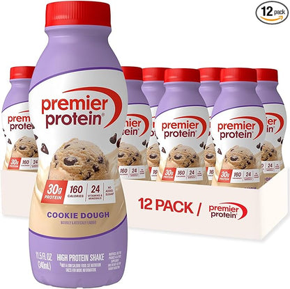 Premier Protein Shake, Cookie Dough, 30g Protein, No Added Sugar, 24 Vitamins & Minerals to Support Immune Health, 11.5 fl oz, 12 Pack