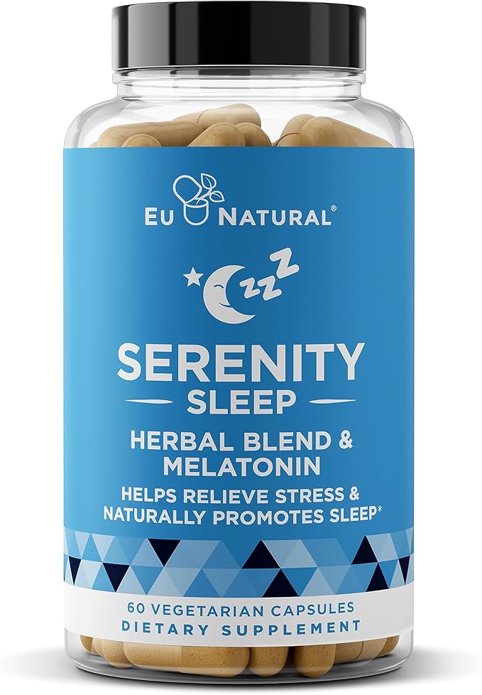 Serenity Sleep Natural Sleep Aid – Potent Blend of Magnesium, Valerian Root and Melatonin – Natural Sleep Aid – Non-Habit-Forming Way to Relax and Get a Good Night’s Sleep – 60 Vegan Soft Caps