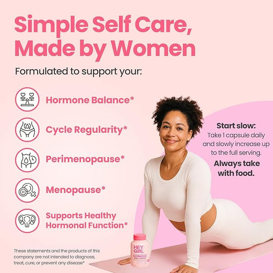 Hey Girl Hormone Balance for Women – 13-in-1 Menopause, PMS & Cycle Support – Mood & Hot Flash Support – w Myo-Inositol, Berberine, Maca Root, Black Cohosh, DIM, Dong Quai