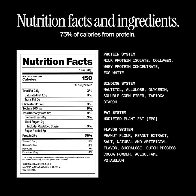 David High Protein Bars - 0g of Sugar, Low Carb, Gluten Free - 28g of Protein, 150 Calories - On-The-Go Snack - Salted Peanut Butter Flavor, Pack of 12