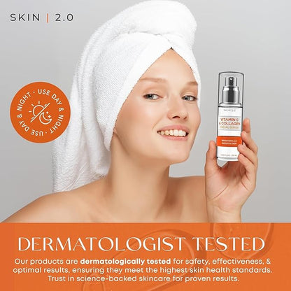 Skin 2.0 Vitamin C Serum with Collagen - Anti-Aging & Dark Spot Remover - Dermatologist Tested Korean Skincare for Brightening & Acne - Clean Beauty, Cruelty-Free, All Skin Types - 1.69oz (2-Pack)