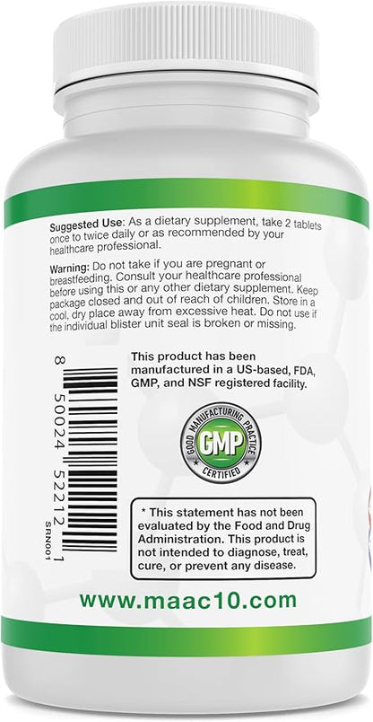 MAAC10 Energy Booster - with NADH, Caffeine & Coq10 Fast Acting Chewable Tablets - Great for Fatigue, Energy & Mental Focus.