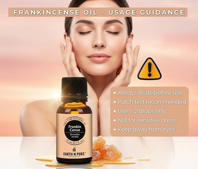 Earth N Pure Frankincense Essential Oil Steam Distilled, Undiluted, Natural and Therapeutic Grade with Glass Dropper 100 ml