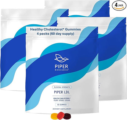 Piper Biosciences 60 Day Supply Cholesterol Health Gummies 240 Gummies (Four Packs Each with 60 Gummies): Plant Sterols Supplement for Healthy Cholesterol