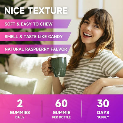MEENCCD L-Lysine 1000mg Gummies, Lysine Supplement for Adults & Kids, Essential Amino Acid Supplement Supports Collagen Formation, Sugar-Free, Raspberry Flavor, 60 Count