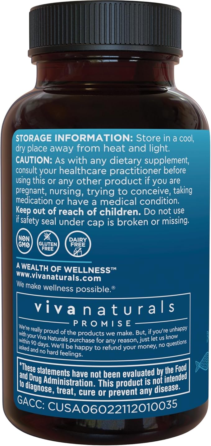 Viva Naturals Omega-3 Fish Oil, Triple Strength, 2500 mg, 30 Softgels – Re-Esterified Omega 3 Fatty Acids Including EPA, DHA, DPA - Pascatarian-Friendly