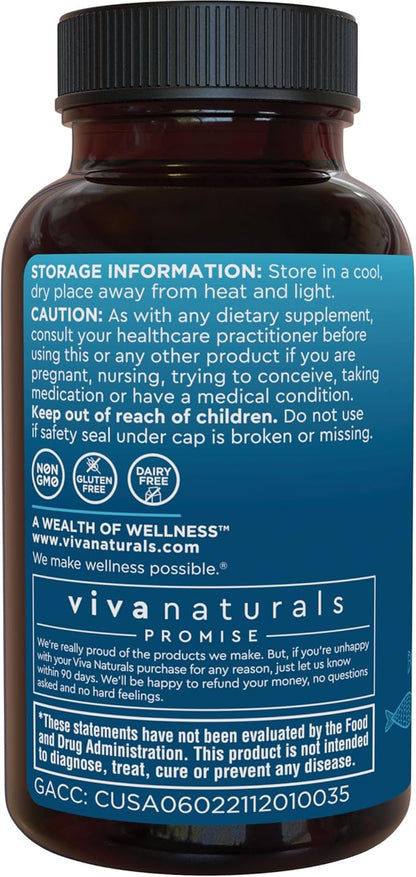 Viva Naturals Omega-3 Fish Oil, Triple Strength, 2500 mg, 30 Softgels – Re-Esterified Omega 3 Fatty Acids Including EPA, DHA, DPA - Pascatarian-Friendly