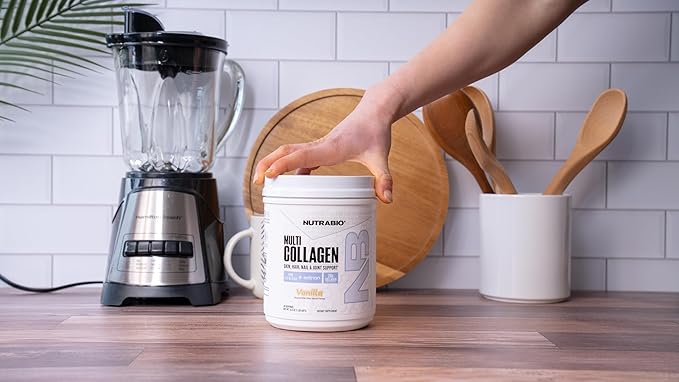 NutraBio Multi Collagen Powder- Hydrolyzed Collagen Peptides for Glowing Hair & Skin- Grass-Fed- Collagen Powder for Women and Men- 45 Servings- Vanilla