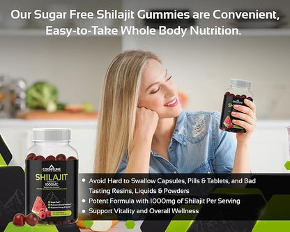 Shilajit Gummies – Pure Himalayan Shilajit Supplement with Fulvic Acid – 1000mg Natural Shilajit Pure Energy Support – Sugar-Free Raspberry Watermelon Flavor – Vegan, Non-GMO, Gluten-Free – 60 Count