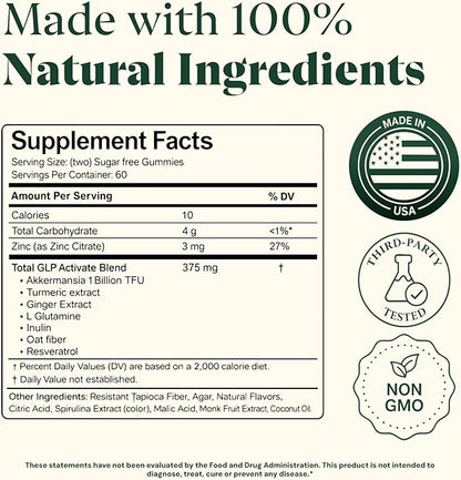 8-in-1 GLP-1 Supplement for Women and Men | Hunger & Metabolism Support Gummy with Akkermansia, Turmeric & Resveratrol, (Mango Pineapple Gummy)