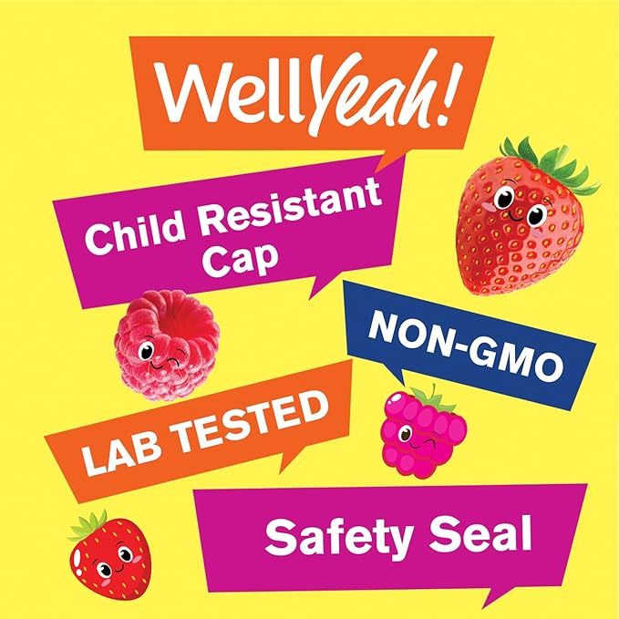 WellYeah Probiotics for Kids Gummies -10 Billion CFU - for Gut Health, Immune Health and Digestive Support - Berry Flavor Chewable Supplement - Vegan, Non GMO, Gluten Free Kids Probiotic -60 Gummies