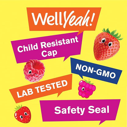 WellYeah Probiotics for Kids Gummies -10 Billion CFU - for Gut Health, Immune Health and Digestive Support - Berry Flavor Chewable Supplement - Vegan, Non GMO, Gluten Free Kids Probiotic -60 Gummies