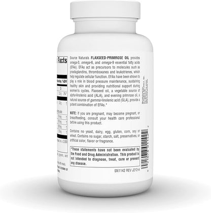 Source Naturals Flax Seed-Primrose Oil, Omega 3,6,9 EFA Complex, 1300mg - 90 Softgels