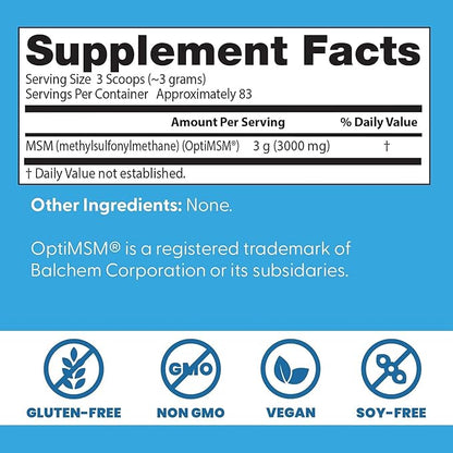 Doctor's Best MSM Powder Supplement for Men & Women - Supports Hair, Skin, Nails, Joint Health, & Mobility, Delivers Beneficial Sulfur with OptiMSM, Gluten Free, Soy Free, Non GMO, Vegan - 8.8 oz