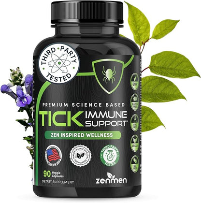 Zenmen Tick Immune Support Supplement - Improved Formula - Japanese Knotweed, Cat's Claw, Chinese Skullcap, Cryptolepis Sanguinolenta, Sweet Wormwood - 90 Vegan Capsules, Made in The USA