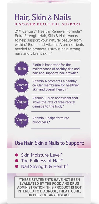 21st Century Hair, Skin and Nails Extra Strength Tablets, 90 Count (27847)