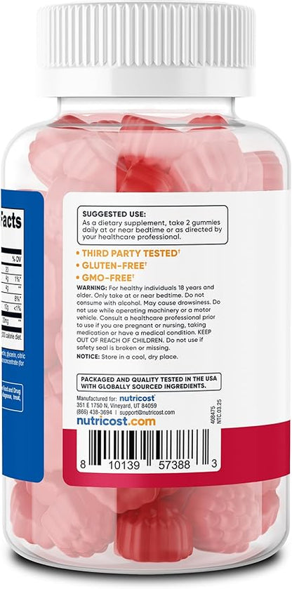 Nutricost Melatonin Gummies 20mg per Serving (180 Strawberry Flavored Gummies) - Gluten-Free