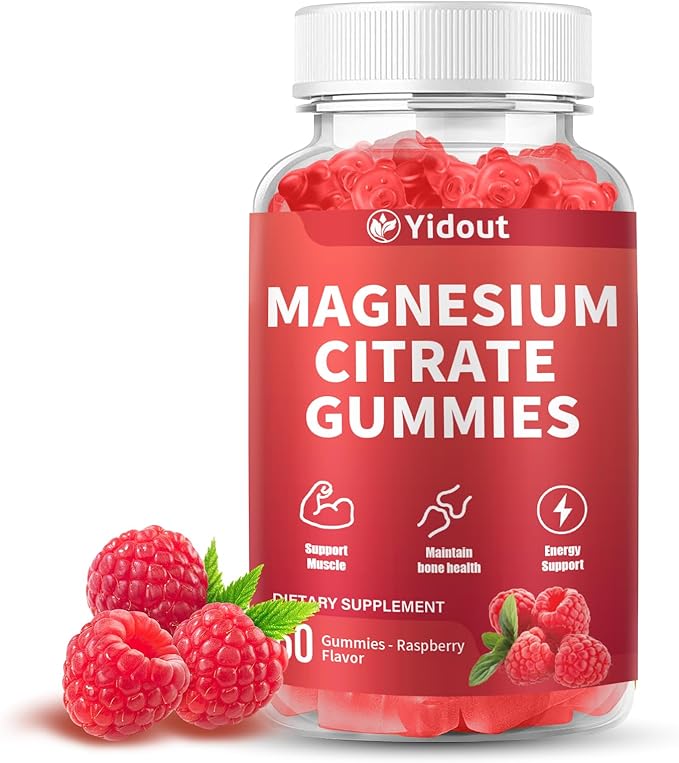 High Absorption Magnesium Gummies for Adults，Magnesium Supplement for Muscle, Nerve, Bone and Heart Support, Vegan, Non-GMO，Raspberry Flavor (60 Count（Pack of 1）)