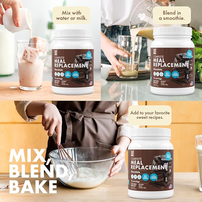 Yes You Can! Meal Replacement Shake - 20G Protein, 5G Fiber, 21 Vitamins & Minerals, 0G Added Sugar - Meal Replacement Protein Powder - Complete All-in-One Nutrition - 15 Servings (Chocolate)