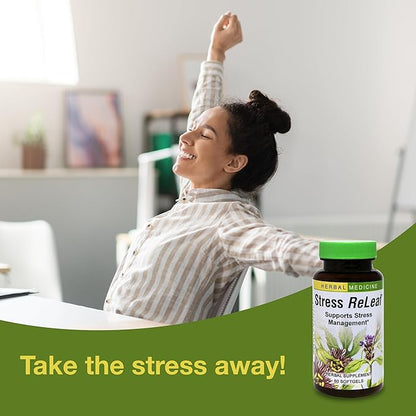 Herbs Etc. Stress ReLeaf - Herbal Supplement to Support Relaxation - Stress Support Supplemment - Gluten-Free - 60 Softgels (60 Servings)