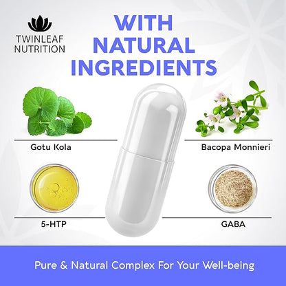 Natural Serotonin Supplement - Made in USA Manganese Serotonin & Cortisol Manager - Serotonin Booster Vitamin Supplement for Women with 5-HTP Vitamin B6 B12 GABA L Theanine L Tryptophan - 60 Capsules
