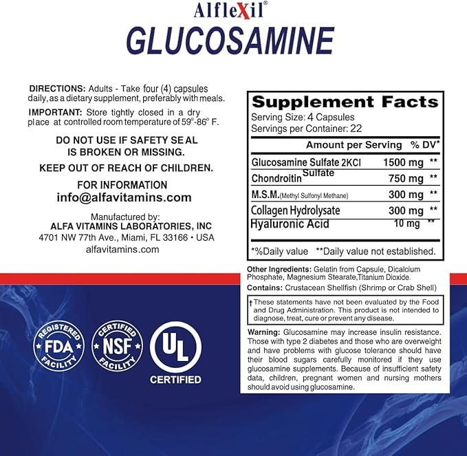 Premium Glucosamine & Chondroitin Nutritional Supplement - Healthy Joint, Bone & Knee Support - Rich in MSM & Collagen - Organic Natural Ingredients - Made in USA - 90 Capsules - 4 Pack