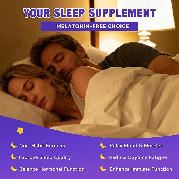 Melatonin Free Sleep Gummies for Adults with Magnesium, Valerian Root, 5-HTP & Herbal Blend - Natural Sleep Aid Supplements - Non-Habit Forming, Sugar Free, Strawberry Flavor, 60 Count (2)
