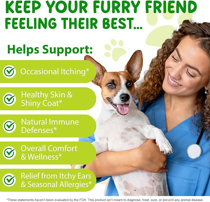 Yeast Infection Treatment for Dogs, 60ml Dog Ear Infection Treatment,Itchy Ear,Skin&Allergy Symptoms Relief-Reduces Inflammation&Relieves Irritation,Dog Supplement Drops with Multivitamins Probiotics