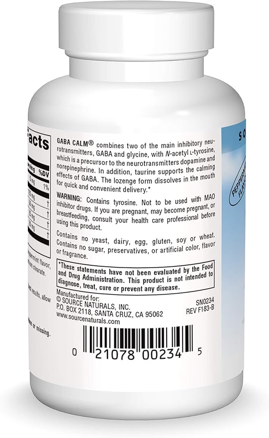 Source Naturals Serene Science, GABA Calm Quick Dissolving Peppermint Flavor* - 60 Lozenges